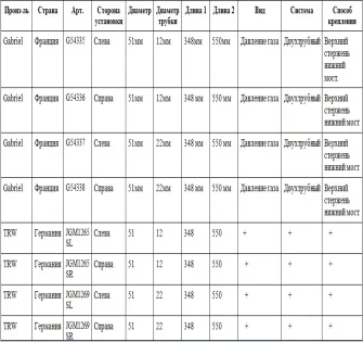 Передние стойки амортизатора на Lancer 10