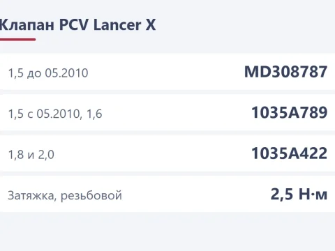 Клапан вентиляции картерных газов Lancer 10: номер по мотору, проверка и замена