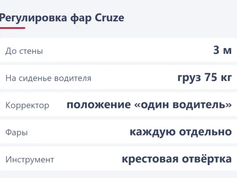 Как отрегулировать фары на Chevrolet Cruze: корректор и винты