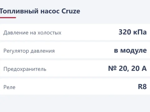 Топливный насос Chevrolet Cruze: давление, проверка и симптомы