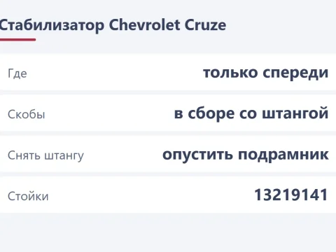 Стабилизатор на Chevrolet Cruze: устройство и замена