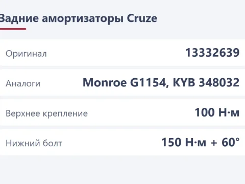 Задние стойки на Chevrolet Cruze: какие ставить и как поменять