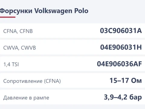 Форсунки Volkswagen Polo: номер по мотору, проверка и замена