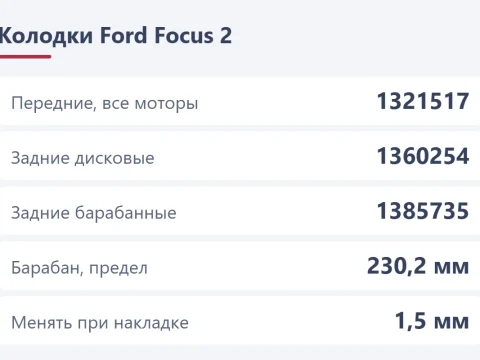 Тормозные колодки на Ford Focus 2: номера, барабаны или диски, замена