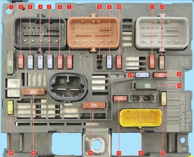 Схема главного монтажного блока моторного отсека