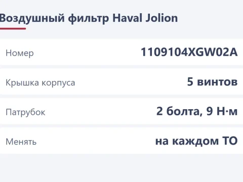 Замена воздушного фильтра Haval Jolion: номер, аналоги и порядок работ
