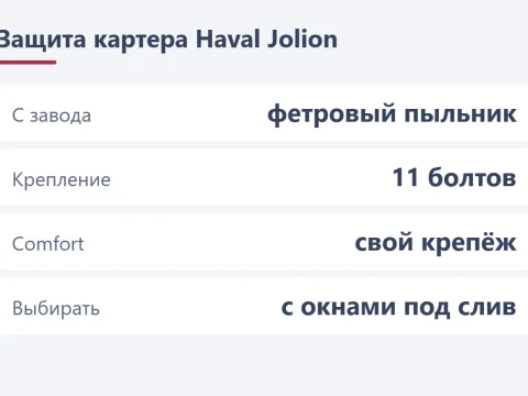 Защита картера Haval Jolion: какая встаёт, клиренс и доступ к сливу масла