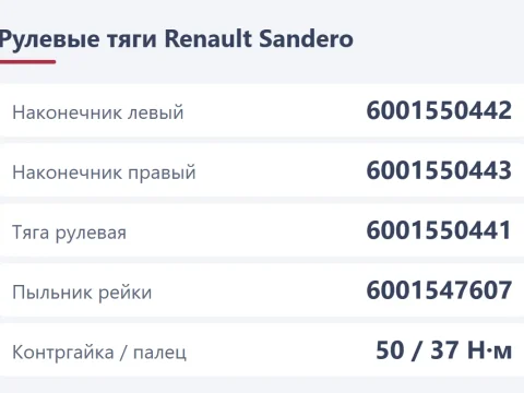 Замена рулевого наконечника и тяги Renault Sandero
