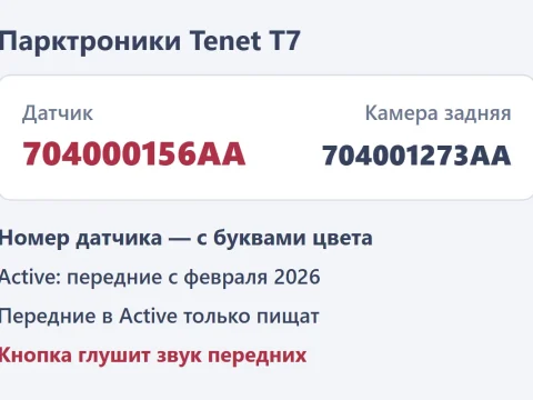 Парктроники и камеры Tenet T7: что стоит, как работают и номера