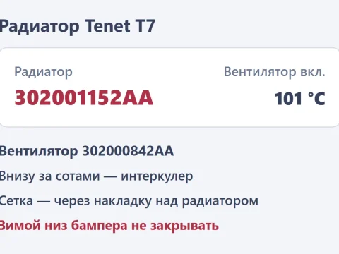 Радиатор Tenet T7: номер, вентилятор и защитная сетка